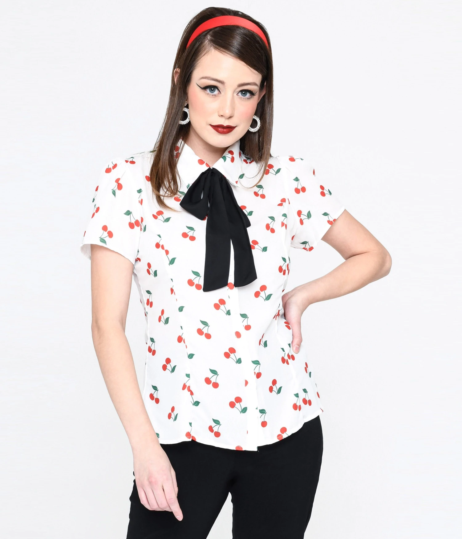 Smak Parlour White & Cherries Power Play Blouse 2 Smak Parlour White & Cherries Power Play Blouse - Image 2