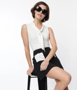 Smak Parlour White Neck Tie Top -Pleaser Clothing Store smak parlour white neck tie top 902486