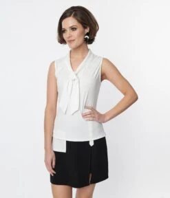 Smak Parlour White Neck Tie Top -Pleaser Clothing Store smak parlour white neck tie top 977210