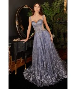 Cinderella Divine Smokey Blue Glitter Butterfly Fairytale Corset Prom Dress