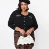 Sourpuss Black Spooky Heart Cropped Cardigan