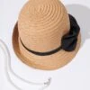 Tan & Black Ribbon Woven Cloche Hat