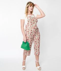 Tan & Red Mushroom Jumpsuit -Pleaser Clothing Store tan red mushroom jumpsuit 671707