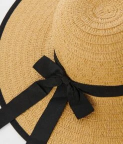 Tan Straw Black Ribbon Sun Hat -Pleaser Clothing Store tan straw black ribbon sun hat 453009