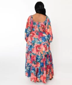 Teal & Coral Floral Maxi Dress 5 Teal & Coral Floral Maxi Dress -Pleaser Clothing Store teal coral floral maxi dress 194382