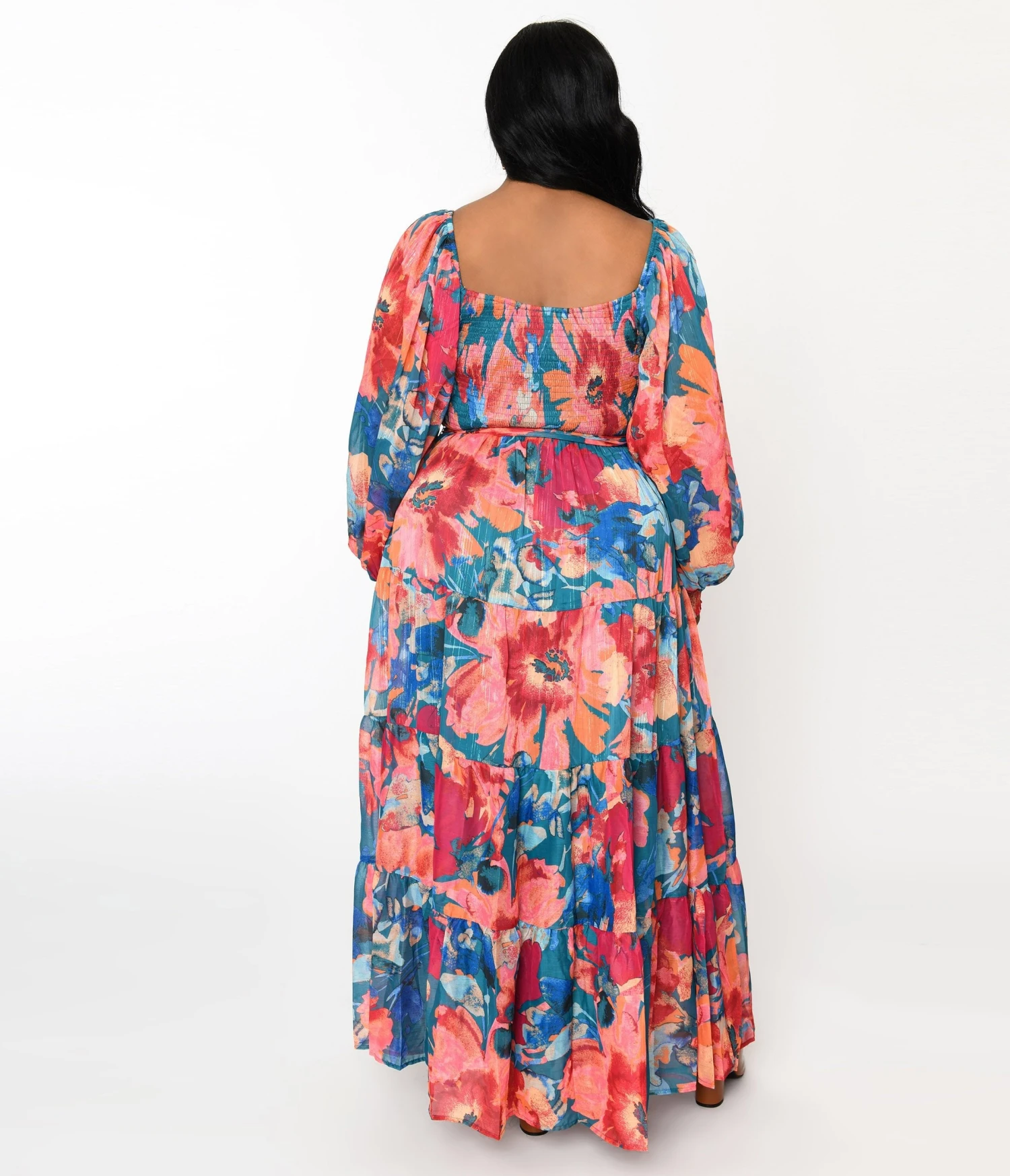 Teal & Coral Floral Maxi Dress 3 Teal & Coral Floral Maxi Dress - Image 3