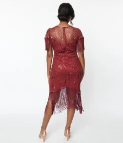 Unique Vintage 1920s Burgundy Beaded Nadine Flapper Dress -Pleaser Clothing Store unique vintage 1920s burgundy beaded nadine flapper dress 264763