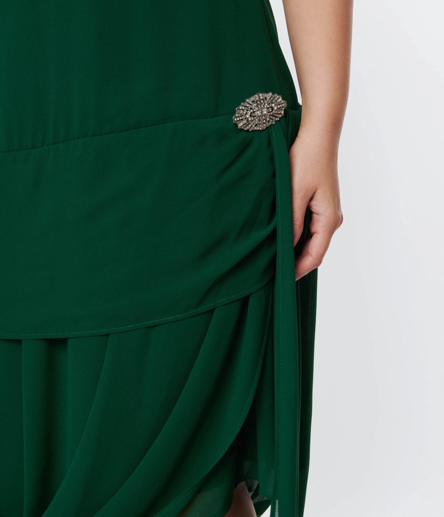 Unique Vintage 1920s Emerald Green Draped Flapper Dress 2 Unique Vintage 1920s Emerald Green Draped Flapper Dress - Image 2