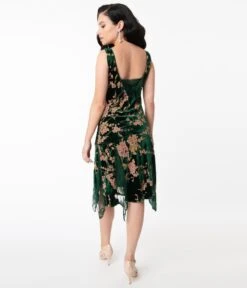 Unique Vintage 1920s Emerald Velvet Floral Burnout Hemingway Flapper Dress 8 Unique Vintage 1920s Emerald Velvet Floral Burnout Hemingway Flapper Dress -Pleaser Clothing Store unique vintage 1920s emerald velvet floral burnout hemingway flapper dress 973913