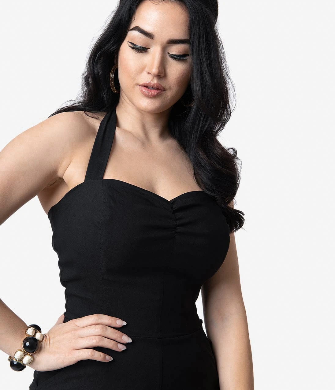 Unique Vintage 1950s Black Halter Marcel Jumpsuit 4 Unique Vintage 1950s Black Halter Marcel Jumpsuit - Image 4