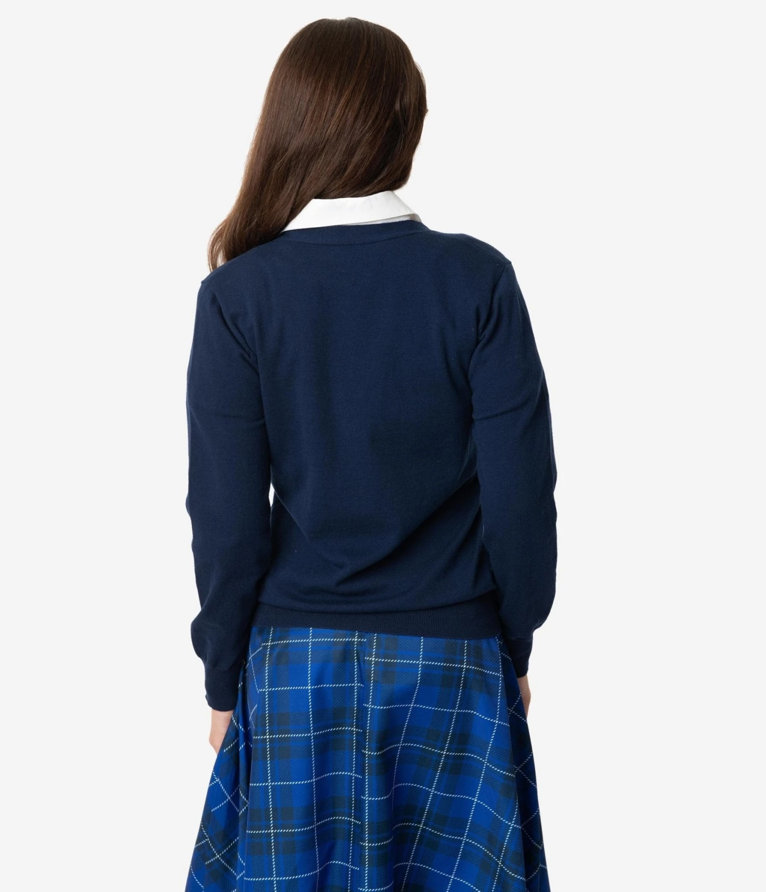 Unique Vintage 1950s Navy & Light Blue Myrtle Letterman Cardigan 2 Unique Vintage 1950s Navy & Light Blue Myrtle Letterman Cardigan - Image 2