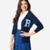 Unique Vintage 1950s Navy & Light Blue Myrtle Letterman Cardigan
