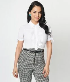 Unique Vintage 1950s White Colvin Blouse -Pleaser Clothing Store unique vintage 1950s white colvin blouse 414535