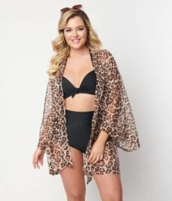 Unique Vintage 1970s Brown Leopard Coverup -Pleaser Clothing Store unique vintage 1970s brown leopard coverup 740925