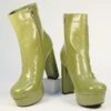 Unique Vintage Avocado Green Platform Heel Ankle Boots