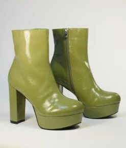 Unique Vintage Avocado Green Platform Heel Ankle Boots -Pleaser Clothing Store unique vintage avocado green platform heel ankle boots 889282