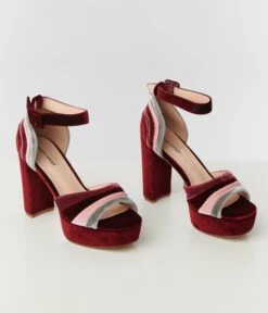 Unique Vintage Berry Stripe Platform Heels -Pleaser Clothing Store unique vintage berry stripe platform heels 452117