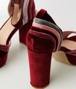 Unique Vintage Berry Stripe Platform Heels -Pleaser Clothing Store unique vintage berry stripe platform heels 592913