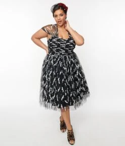 Unique Vintage Black Bats Garden State Swing Dress -Pleaser Clothing Store unique vintage black bats garden state swing dress 282571