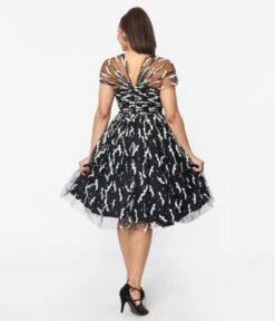 Unique Vintage Black Bats Garden State Swing Dress -Pleaser Clothing Store unique vintage black bats garden state swing dress 986976