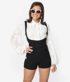 Unique Vintage Black Belted Suspender Shorts 10 Unique Vintage Black Belted Suspender Shorts -Pleaser Clothing Store unique vintage black belted suspender shorts 468689
