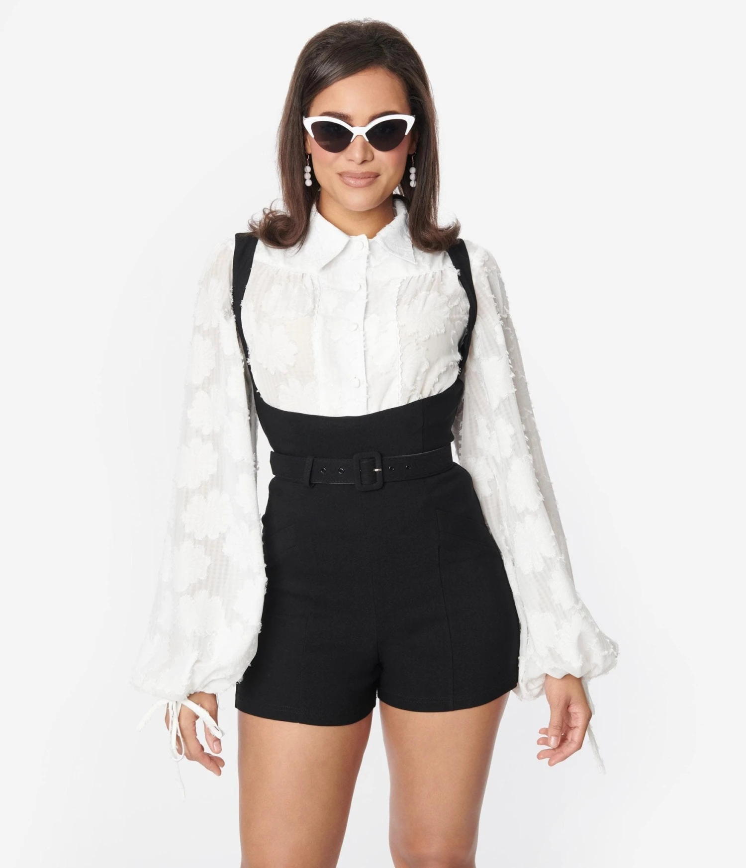 Unique Vintage Black Belted Suspender Shorts 3 Unique Vintage Black Belted Suspender Shorts - Image 3