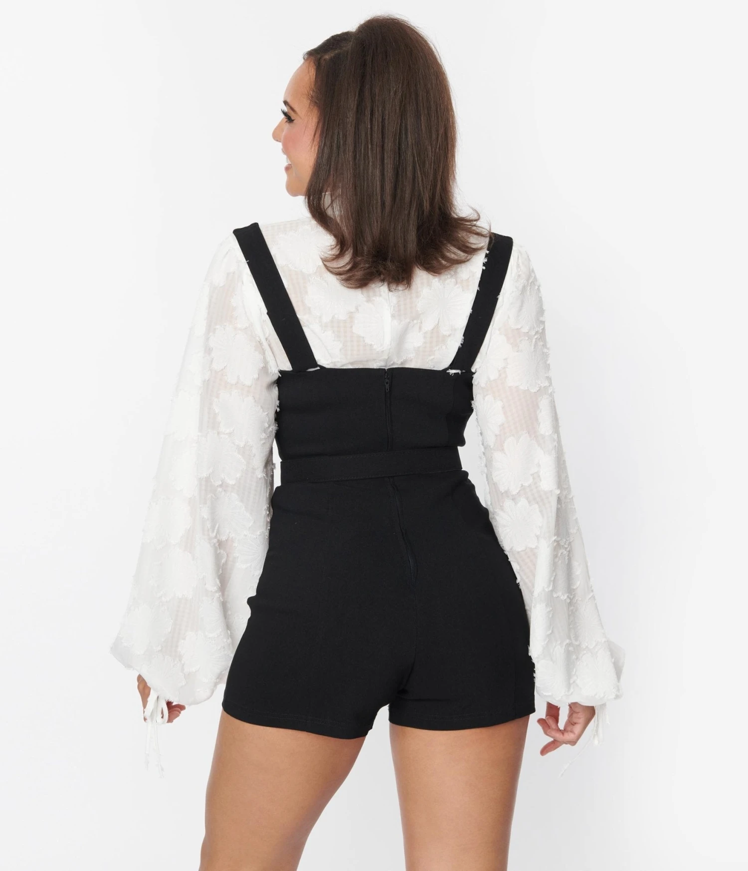 Unique Vintage Black Belted Suspender Shorts 2 Unique Vintage Black Belted Suspender Shorts - Image 2