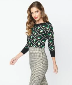 Unique Vintage Black Cuckoo Clock Minou Sweater -Pleaser Clothing Store unique vintage black cuckoo clock minou sweater 131621