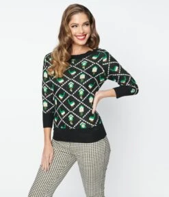 Unique Vintage Black Cuckoo Clock Minou Sweater -Pleaser Clothing Store unique vintage black cuckoo clock minou sweater 142008