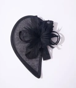 Unique Vintage Black Feather Veil Fascinator