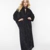 Unique Vintage Black Flocked Spiderweb Keyhole Caftan