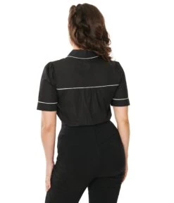 Unique Vintage Black Heart Pocket Top -Pleaser Clothing Store unique vintage black heart pocket top 153706