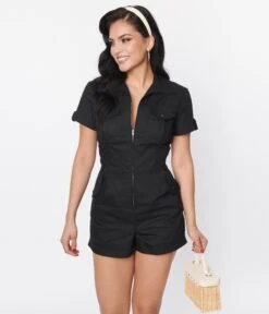 Unique Vintage Black Mia Romper -Pleaser Clothing Store unique vintage black mia romper 587037