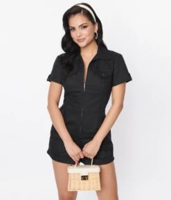 Unique Vintage Black Mia Romper -Pleaser Clothing Store unique vintage black mia romper 632922
