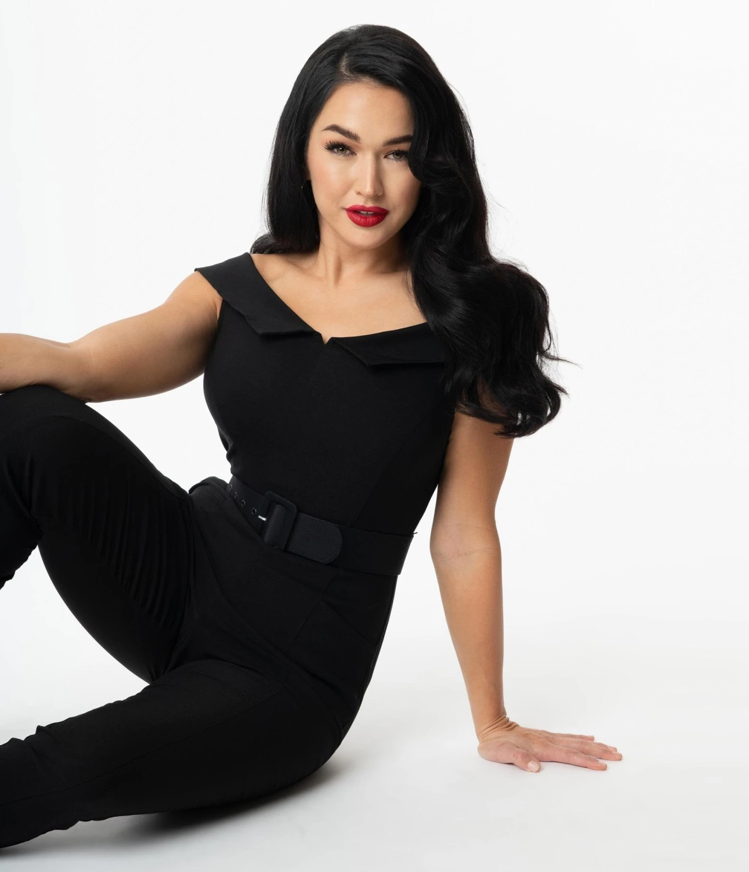 Unique Vintage Black Off Shoulder Gillian Jumpsuit 3 Unique Vintage Black Off Shoulder Gillian Jumpsuit - Image 3