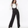 Unique Vintage Black & Orange Windowpane Thelma Suspender Pants