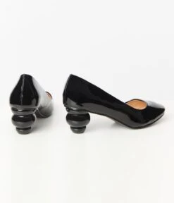 Unique Vintage Black Patent Leatherette Ball Heel Pumps -Pleaser Clothing Store unique vintage black patent leatherette ball heel pumps 282695