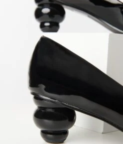 Unique Vintage Black Patent Leatherette Ball Heel Pumps -Pleaser Clothing Store unique vintage black patent leatherette ball heel pumps 745010
