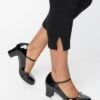 Unique Vintage Black Patent Leatherette Mary Jane Heels