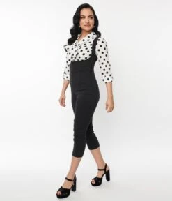 Unique Vintage Black Pinafore Capris -Pleaser Clothing Store unique vintage black pinafore capris 693192