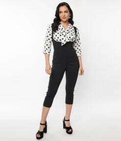 Unique Vintage Black Pinafore Capris -Pleaser Clothing Store unique vintage black pinafore capris 878655