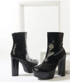 Unique Vintage Black Platform Heel Ankle Boots -Pleaser Clothing Store unique vintage black platform heel ankle boots 883419