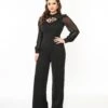Unique Vintage Black & Polka Dot Long Sleeve Jumpsuit