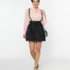 Unique Vintage Black Polka Dot Tulle Suspender Mini Skirt