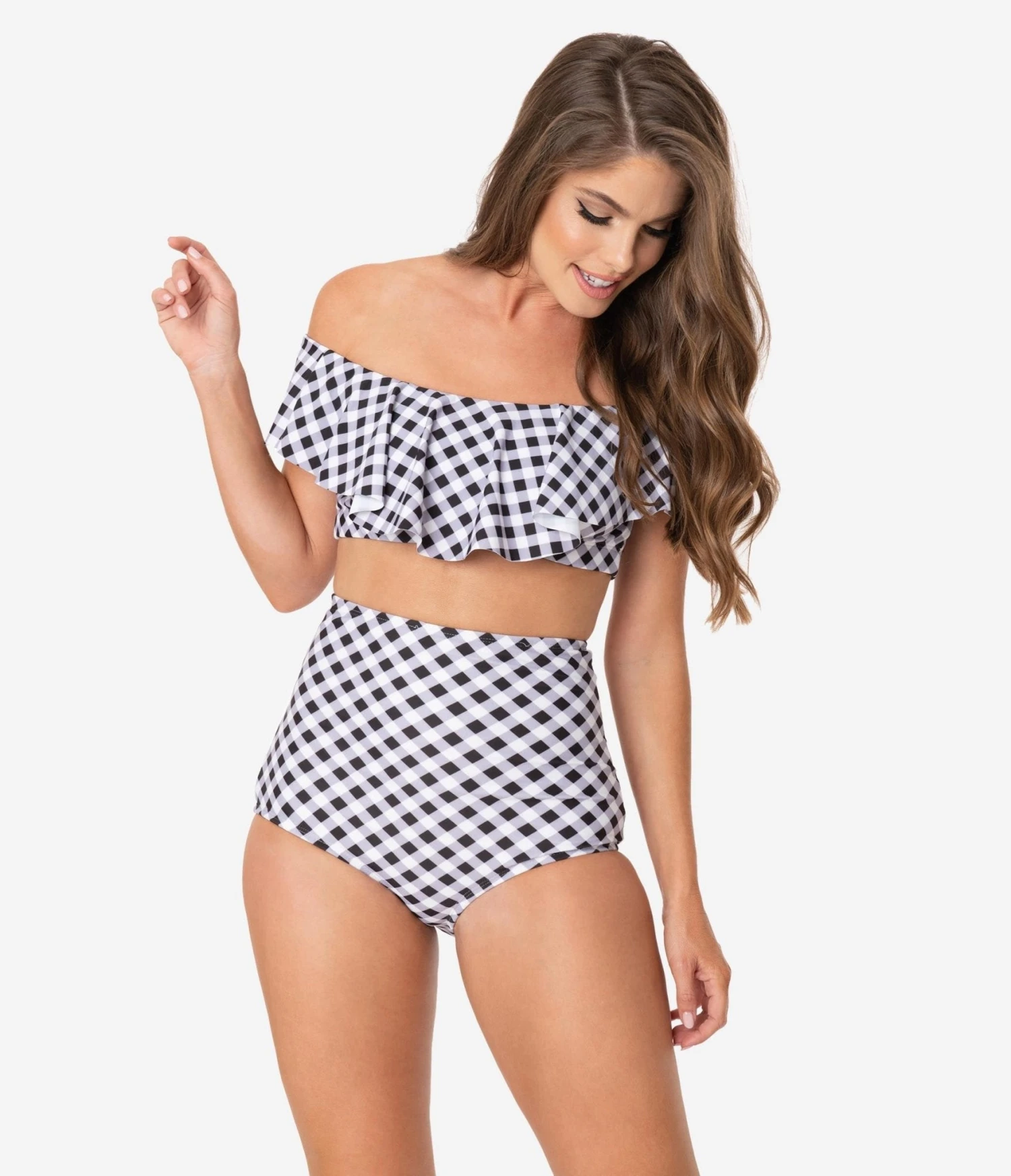 Unique Vintage Black & White Gingham High Waist Louise Swim Bottoms 5 Unique Vintage Black & White Gingham High Waist Louise Swim Bottoms - Image 5
