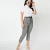 Unique Vintage Black & White Gingham Yoke Waist Capris