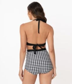 Unique Vintage Black & White Houndstooth Monroe High Waist Swim Bottom 8 Unique Vintage Black & White Houndstooth Monroe High Waist Swim Bottom -Pleaser Clothing Store unique vintage black white houndstooth monroe high waist swim bottom 873799