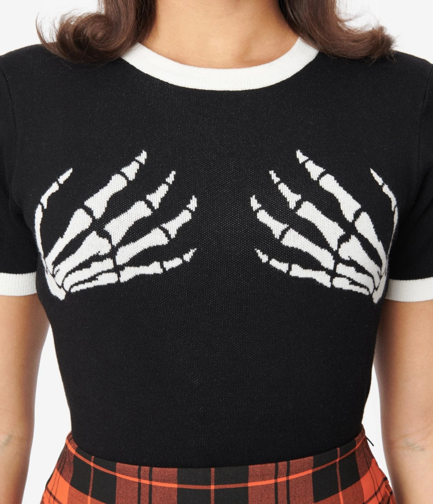 Unique Vintage Black & White Skeleton Hand Sweater 2 Unique Vintage Black & White Skeleton Hand Sweater - Image 2