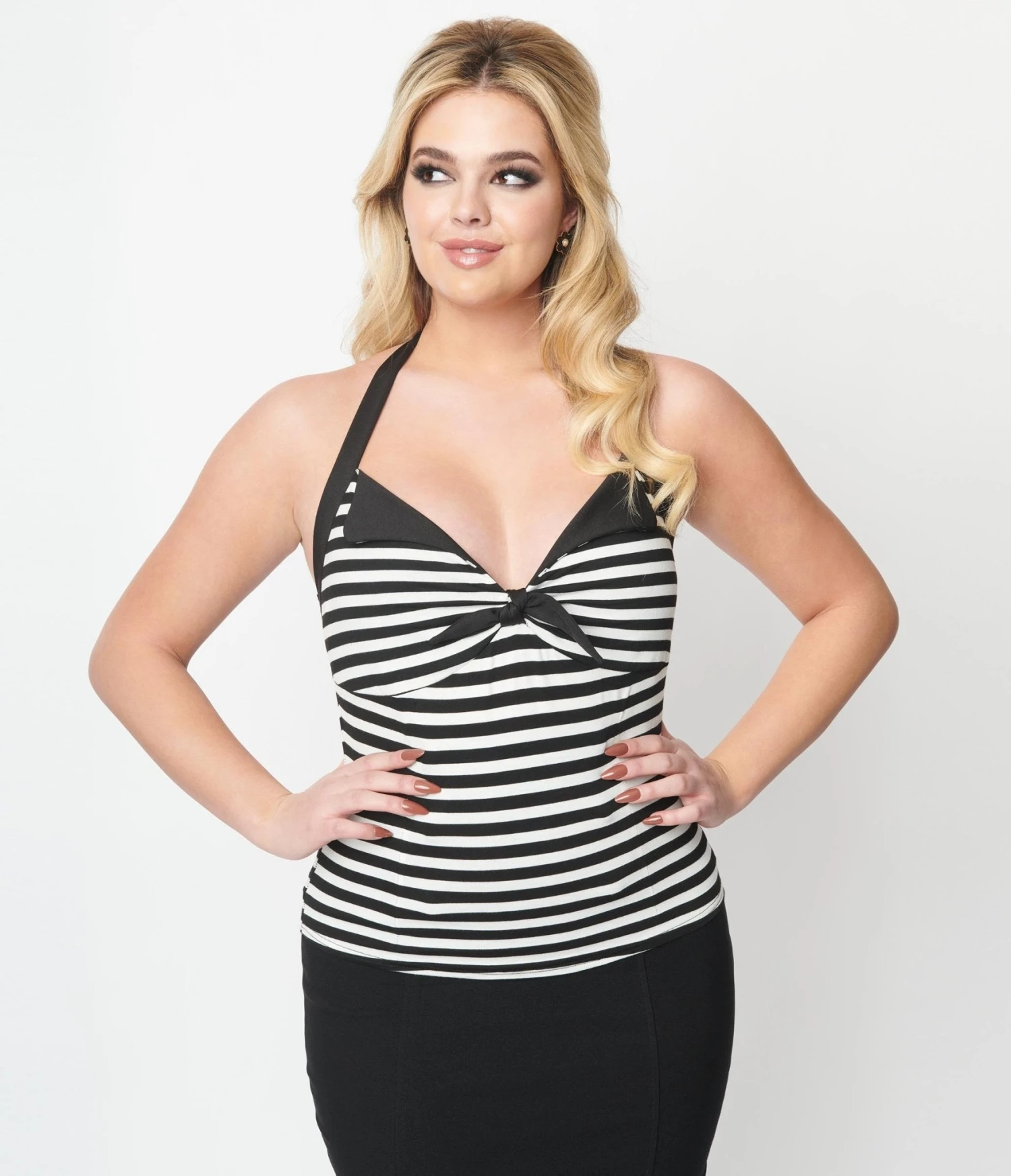 Unique Vintage Black & White Striped Halter Top 5 Unique Vintage Black & White Striped Halter Top - Image 5