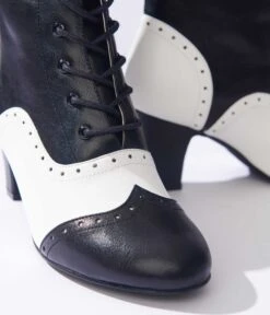 Unique Vintage Black & White Victorian Boots -Pleaser Clothing Store unique vintage black white victorian boots 184324